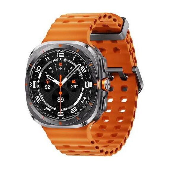 Samsung Galaxy Watch Ultra • 47 мм • Titanium Gray, Размер: 47 мм, Цвет: Titanium Gray, Тип ремешка: Marine, Цвет ремешка: Orange, Размер ремешка: M/L